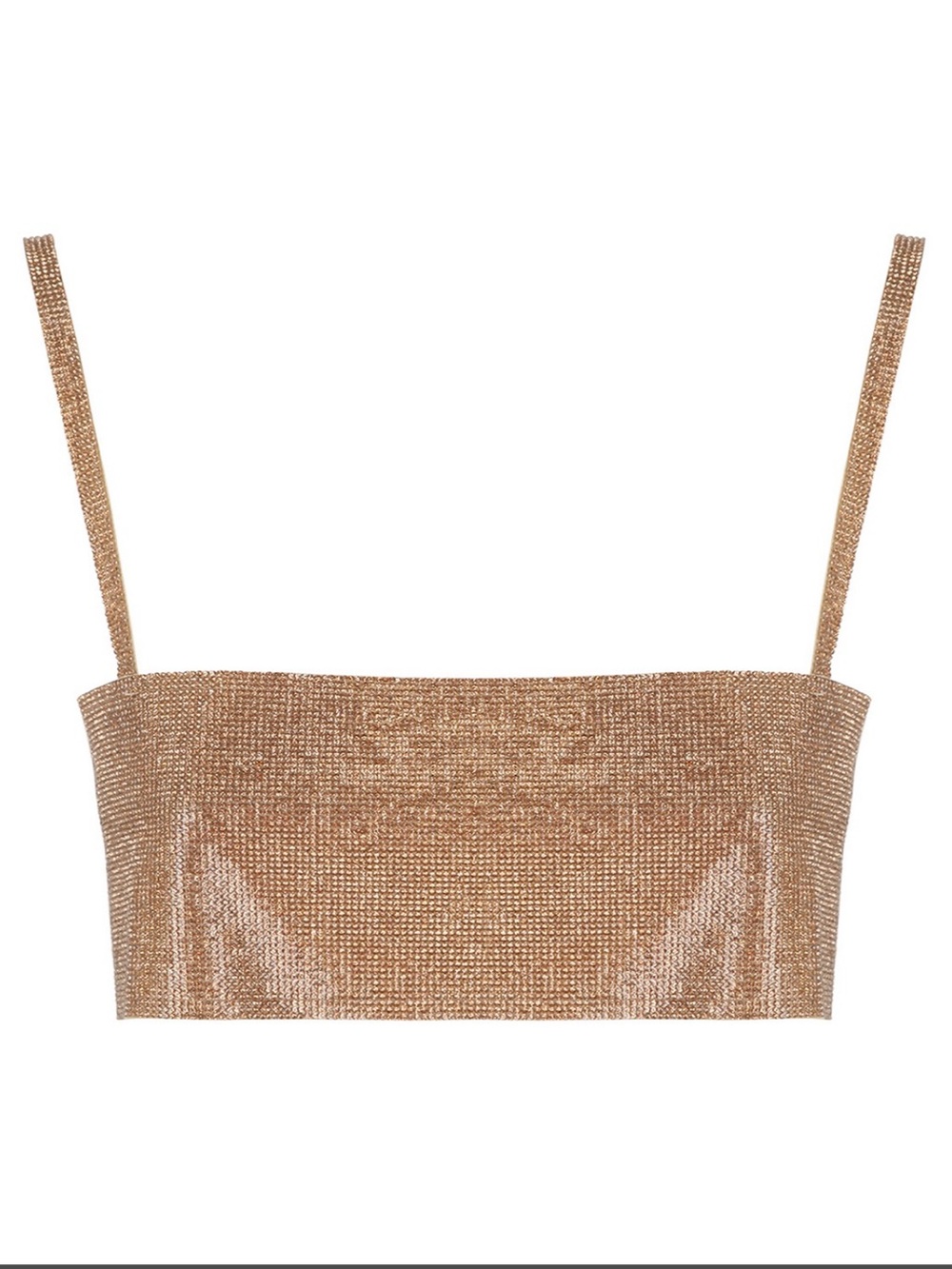 GAIA CANCIANI - Crystal Bandeau Crop Top with Straps - Rose Gold